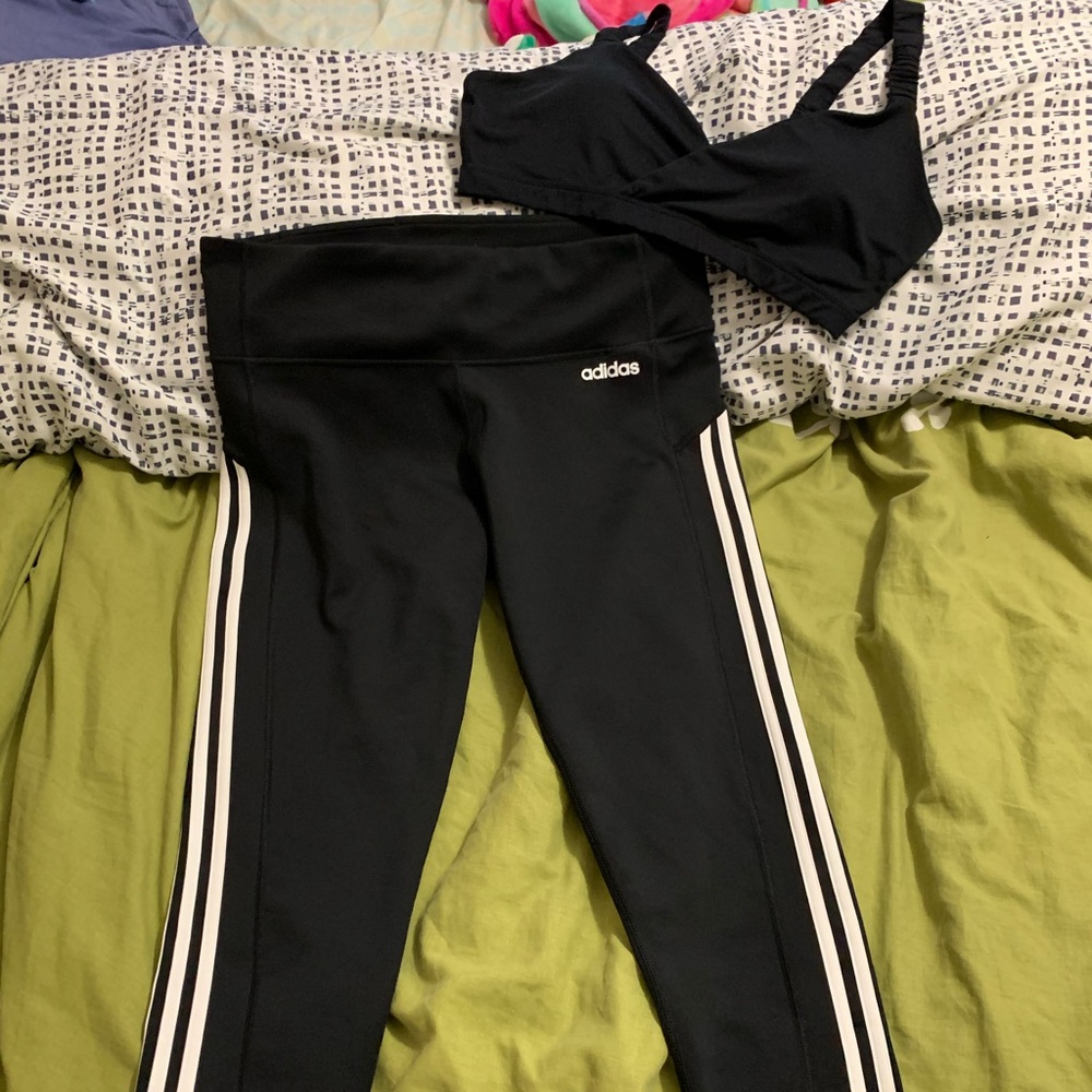 Adidas workout/yoga pant w/Fabletics sports bra